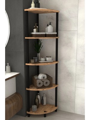 Remaks Decoline Banyo Rafı 5 Katlı Moblen Modern Organizer Depolama Ünitesi-Atlantik Çam