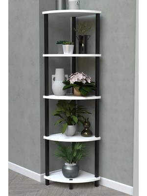 Remaks Flora 5 Raflı Moblen Çiçeklik Saksılık Balkon Bahçe Dekor Raf Stand-Beyaz
