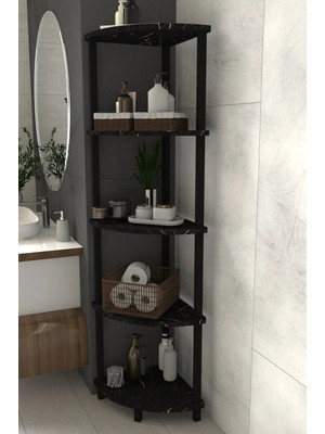 Remaks Decoline Banyo Rafı 5 Katlı Moblen Modern Organizer Depolama Ünitesi-Beyaz