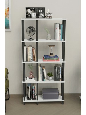 Remaks Mirada 5 Katlı Modern Kitaplık | Dekoratif Çok Amaçlı Kitaplık ve Organizer | Çok Raflı Düzenleyici - Beyaz