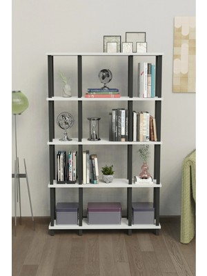 Remaks Venora 5 Katlı Modern Kitaplık | Dekoratif Çok Amaçlı Kitaplık ve Organizer | Çok Raflı Düzenleyici - Beyaz