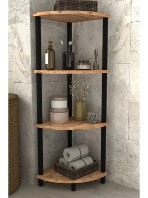 Remaks Decoline Banyo Rafı 4 Katlı Moblen Modern Organizer Depolama Ünitesi-Atlantik Çam