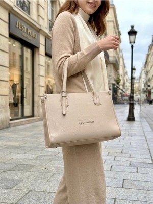 Just Polo Kadın Yeni Sezon Yumuşak Deri Büyük Boy Fermuarlı Lüks Tasarım El Çantası Shopper