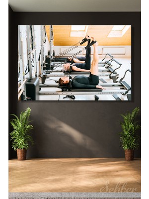 Şehber Yatay Kanvas Tablo Tekli Spor Salonu Fitness Eğitimi Stüdyo Plates Egzersizi Yapanlar 2360