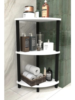Remaks Decoline Banyo Rafı 3 Katlı Moblen Modern Organizer Depolama Ünitesi-Beyaz