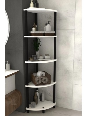 Remaks Decoline Banyo Rafı 5 Katlı Moblen Modern Organizer Depolama Ünitesi-Beyaz