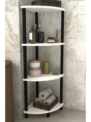 Remaks Decoline Banyo Rafı 4 Katlı Moblen Modern Organizer Depolama Ünitesi-Beyaz