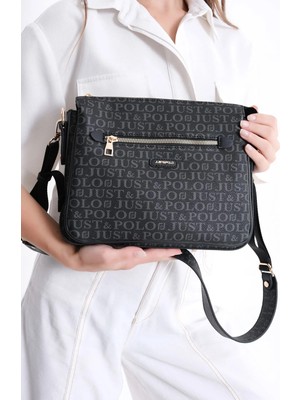 Just Polo Lüks Tasarım Kadın 3 Gözlü Çapraz Postacı ve Omuz Çantası 29X20CM