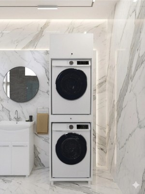 Bayold Mobilya Vena Çamaşır&kurutma Makinesi Dolabı Beyaz Banyo Çok Amaçlı Dolap