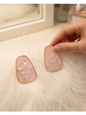 Lyra Rose Pembe Sedefli Iri Damla Kadın Küpe