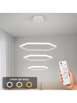 Avizego Ares 3'lü LED Sarkıt Avize 3 Renk Kumandalı