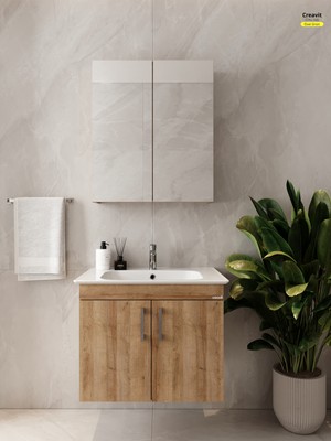 Creavit E10 65 cm Everest Kapaklı Lavabo Dolabı Ikili Set