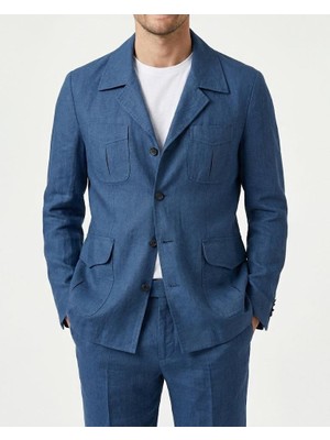 Italyan Stil Slim Fit Spor Erkek Ceket Indigo T13746