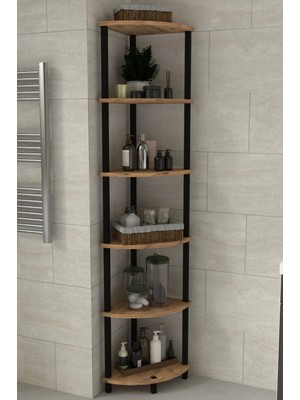 Remaks Decoline Banyo Rafı 6 Katlı Moblen Modern Organizer Depolama Ünitesi-Atlantik Çam