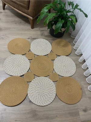 Namteks Jüt Hasır Kahverengi Gold Salon Mutfak Koridor Kilim Paspas Çeyizlik Hediyelik