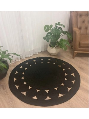 Namteks Jüt Hasır Bej Kahverengi Papatya Desenli Salon Mutfak Kilim Paspas Çeyizlik Hediyelik