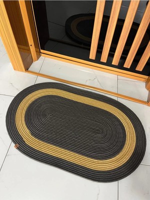 Namteks Jüt Hasır Siyah Kahverengi Kapı Önü Banyo Mutfak Balkon Paspası Çeyizlik Hediyelik