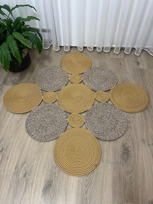 Namteks Jüt Hasır Kahverengi Gold Salon Mutfak Koridor Kilim Paspas Çeyizlik Hediyelik