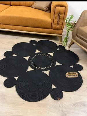 Namteks Jüt Hasır Siyah Salon Mutfak Koridor Kilim Paspas Çeyizlik Hediyelik