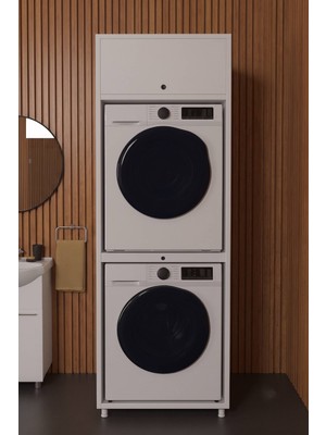 Bayold Mobilya Next Çamaşır&kurutma Makinesi Dolabı Mdf Beyaz Banyo Çok Amaçlı Dolap