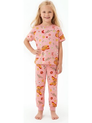 Modanino Kız Çocuk %100 Pamuk ve Baskılı Pijama Takımı 3-8 Yaş 12720IS