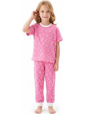 Modanino Kız Çocuk %100 Pamuk ve Baskılı Pijama Takımı 3-8 Yaş 12720IS