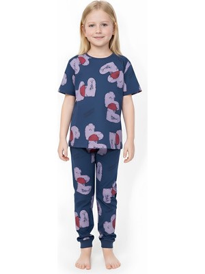 Modanino Kız Çocuk %100 Pamuk ve Baskılı Pijama Takımı 3-8 Yaş 12720IS