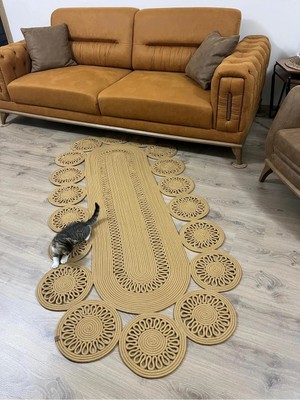 Namteks Jüt Hasır Gold Salon Mutfak Koridor Kilim Paspas Çeyizlik Hediyelik