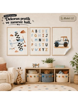Akıllı Kağıt Statik Tutunma Özellikli Tablo - Poster Çocuk Odası (Model-51)