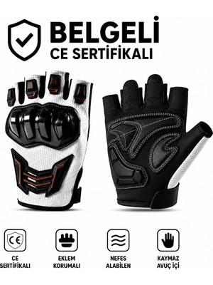 MOTOSOR MOTO MARKET Korumalı Motosiklet Eldiveni Yasaya Uygun Parmaksız Eldiven Cr
