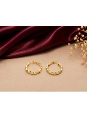 Rome Oro Taşlı Sıralı Küpe