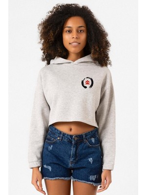 Tshirthane Ghost Of Tsushima Logo Grimelanj Kadın Crop Kapşonlu
