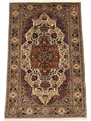 Burak Halı El Dokuma Sıfır Bünyan Halısı 148X230 Krem Kiremit %100 Yün Halı