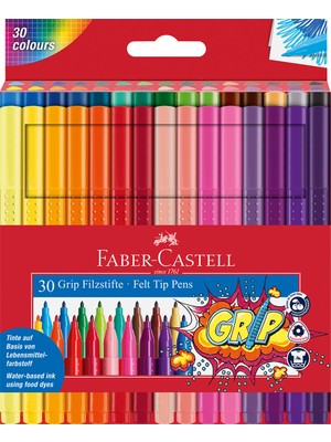 Faber-Castell Grip Keçeli Kalem, 30 Renk,ergonomik Üçgen Şekil,canlı Renkler