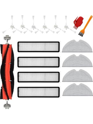 Chuancheng Dreame D9/d9 Max/d9 Max Gen2/d9 PRO/L10 Pro Için 17 Parçalı Aksesuar Seti, 1 Ana Fırça, 6 Yan Fırça, 4 Filtre, 4 Silme Bezi, 2 Temizleme Fırçası