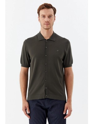 Sabri Özel Haki Reglan Polo Yaka Triko Gömlek