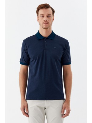 Sabri Özel Lacivert Pamuklu Pike Regular Fit Polo Yaka T-shirt
