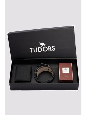 Tudors Özel Kutulu Erkek 3'lü Set Hediyelik - Çeyizlik-Parfüm,Cüzdan Ve Kemer Seti