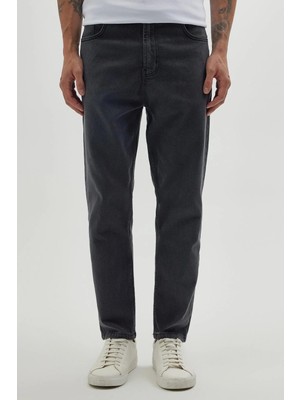 Tudors Erkek Regular Fit Bol Kesim Denim Yıkamalı Efektli Esnek Gri Jean Kot Pantolon