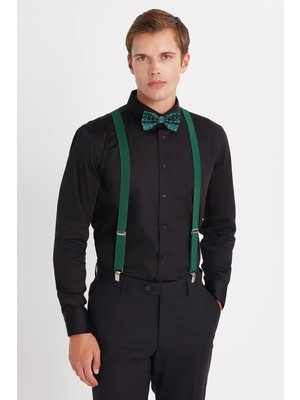 Tudors Erkek Slim Fit Premium Likralı Pamuk Saten Siyah Gömlek