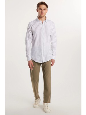 Tudors Erkek Slim Fit Dar Kesim Esnek Yan Cepli Bilek Boy Canvas Kesim Açık Haki Pantolon