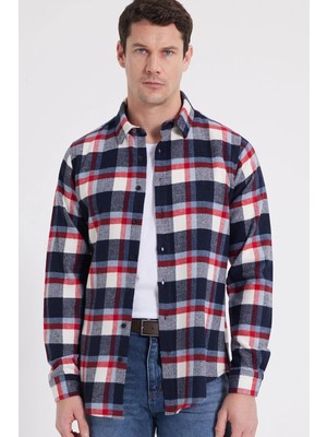 Tudors Erkek Slim Fit Dar Kesim Kareli Kışlık Oduncu Gömlek