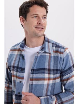 Tudors Erkek Slim Fit Dar Kesim Kareli Kışlık Oduncu Gömlek