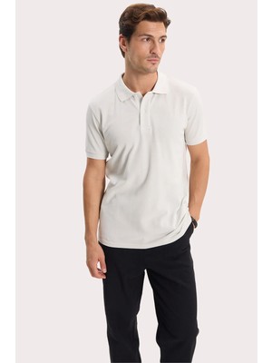 Tudors Erkek Slim Fit Dar Kesim %100 Pamuk Kısa Kollu Polo Yaka Yeşil Tişört