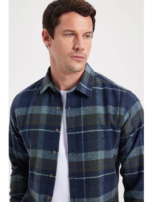 Tudors Erkek Slim Fit Dar Kesim Kareli Kışlık Oduncu Gömlek