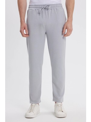 Tudors Erkek Geniş Paça Slim Fit Gri Eşofman Altı 3 Cepli 3 İplik Şardonlu Kumaş Özellikli