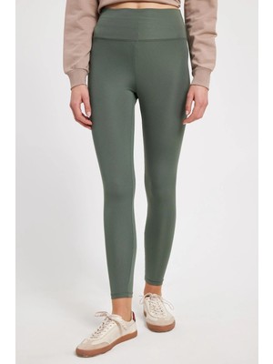 Tudors Kadın Slim Fit Dar Kesim Scuba Kumaş Beli Lastikli Haki Tayt