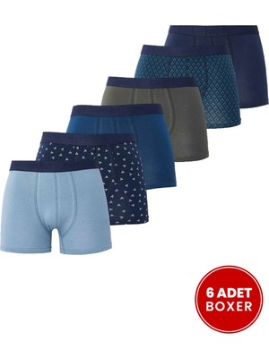 Tudors Erkek 6'lı Pamuklu Likralı Esnek Kumaş Premium Seri Boxer