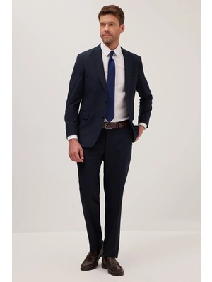 Tudors Erkek Slim Fit Mono Yaka Lacivert Takım Elbise