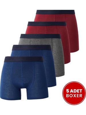 Tudors Erkek 5'li Pamuklu Likralı Esnek Kumaş Boxer
